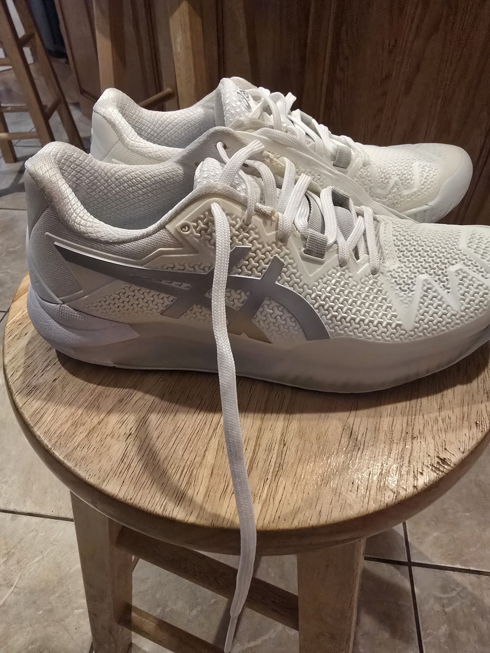 ASICS Women's White Athletic Sneakers with Gray Logo Accent